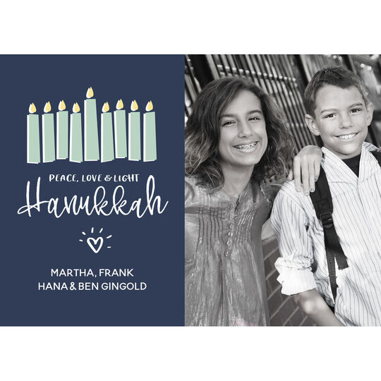Peace, Love & Light Hanukkah Flat Photo Cards